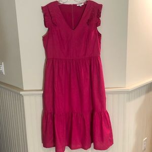 Jade by Melody Tam, Linen Flouncy Dress, Pink, M